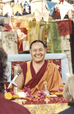 Lama Yeshe teaching in Bodhgaya, India, 1982.