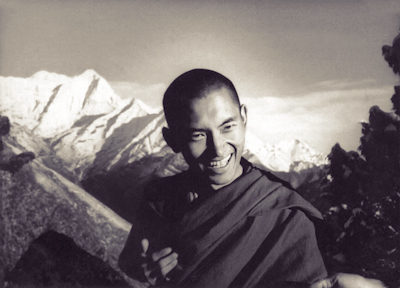 Kyabje Zopa Rinpoche at Lawudo, Solu Khumbu, Nepal, 1970. Photo possibly by Terry Clifford.