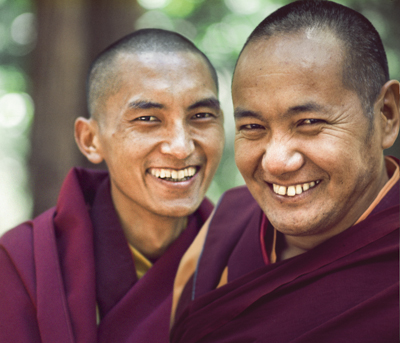Lama Zopa Rinpoche and Lama Yeshe, USA, 1975. Photo: Carol Royce-Wilder