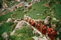 Mount Everest Centre monks climbing up to Namche Bazaar, Nepal, 1974.