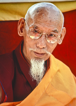 His Holiness Zong Rinpoche at Lama Yeshe's cremation, Vajrapani Institute, California, March 1984.