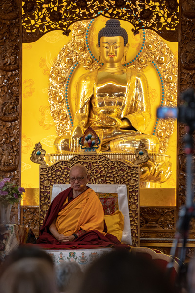 Lama Zopa Rinpoche teaching at Kopan, 2019.