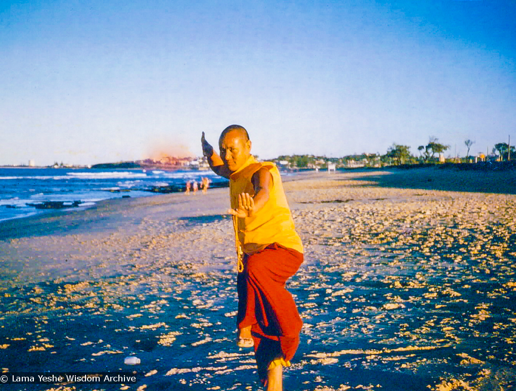 Lama Yeshe on the beach, 1975