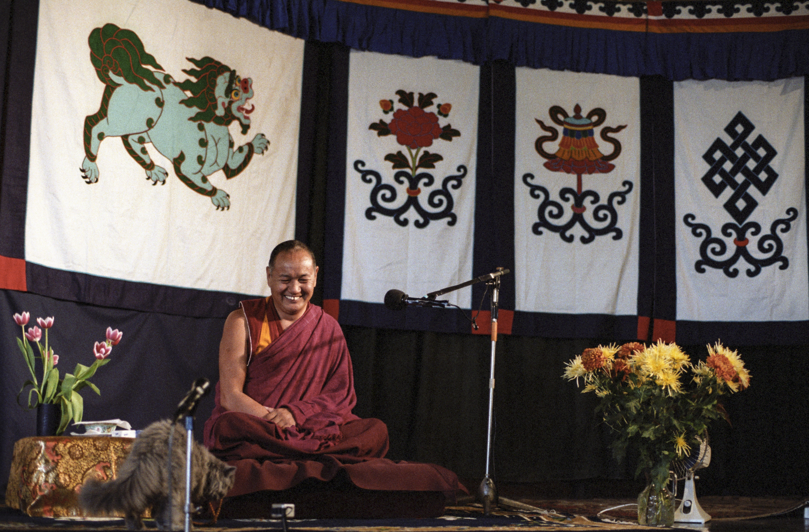 Lama teaching at Kosmos Centre, 1980