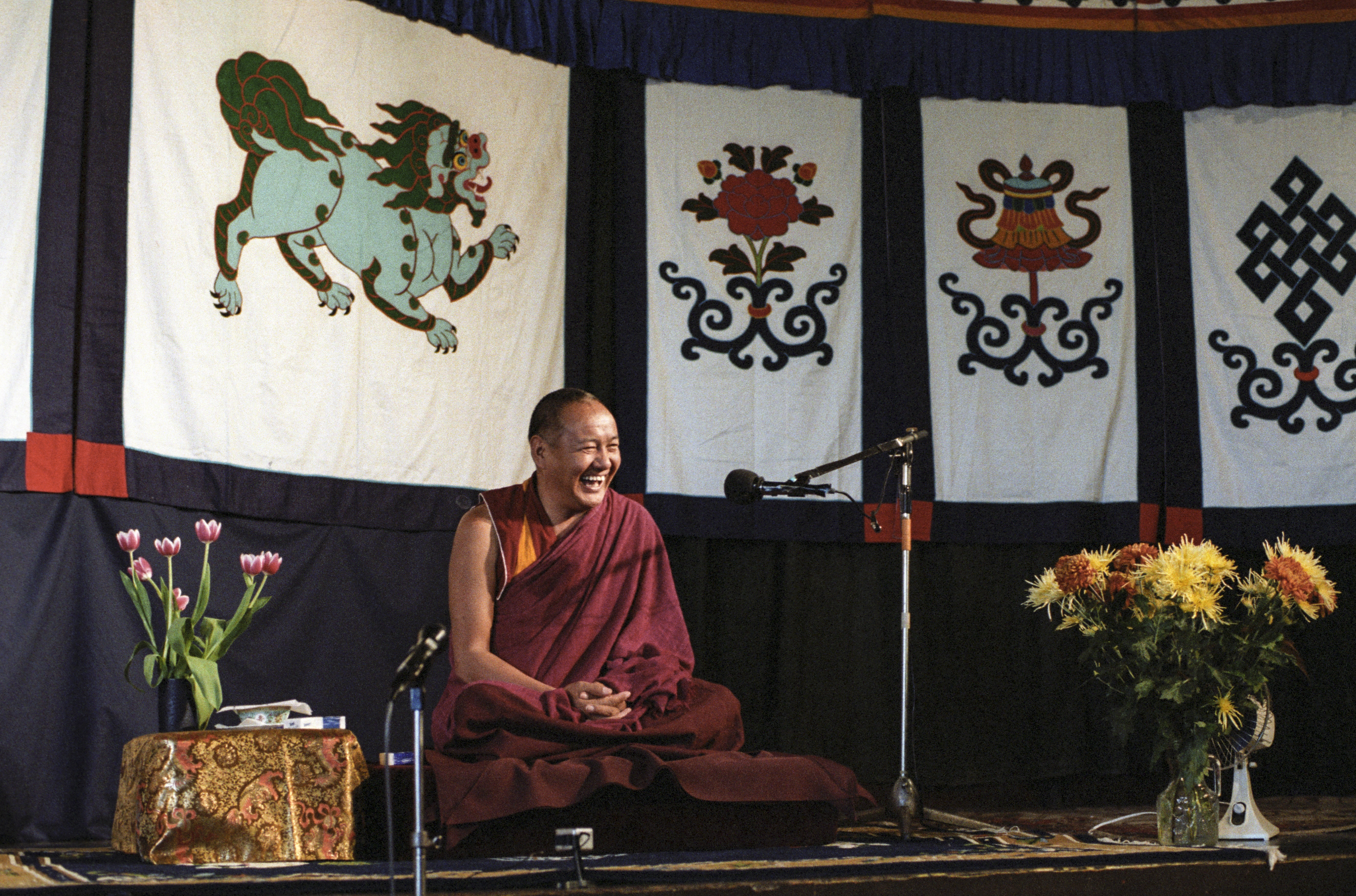 Lama teaching at Kosmos Centre, 1980