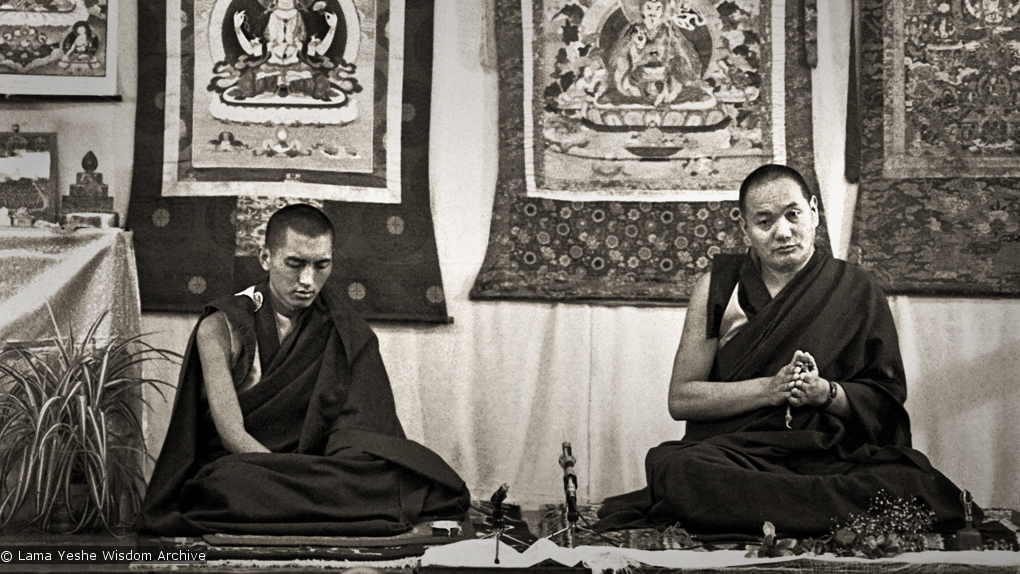 Lama and Rinpoche, Royal Holloway College, 1975