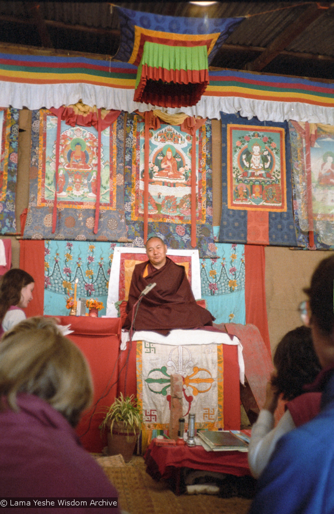 Lama giving final teaching, 1983