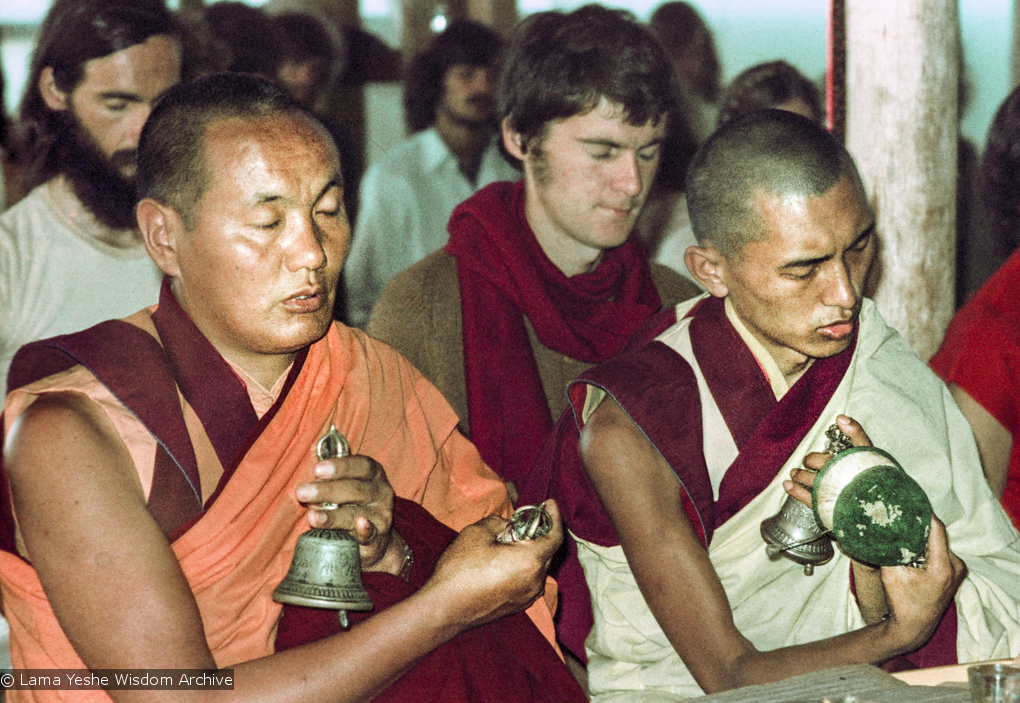 Lama and Rinpoche doing puja, 1975