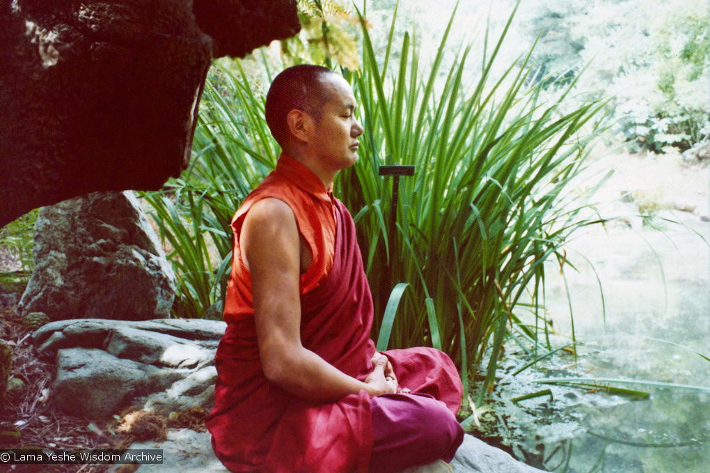 Lama meditating, California, 1974