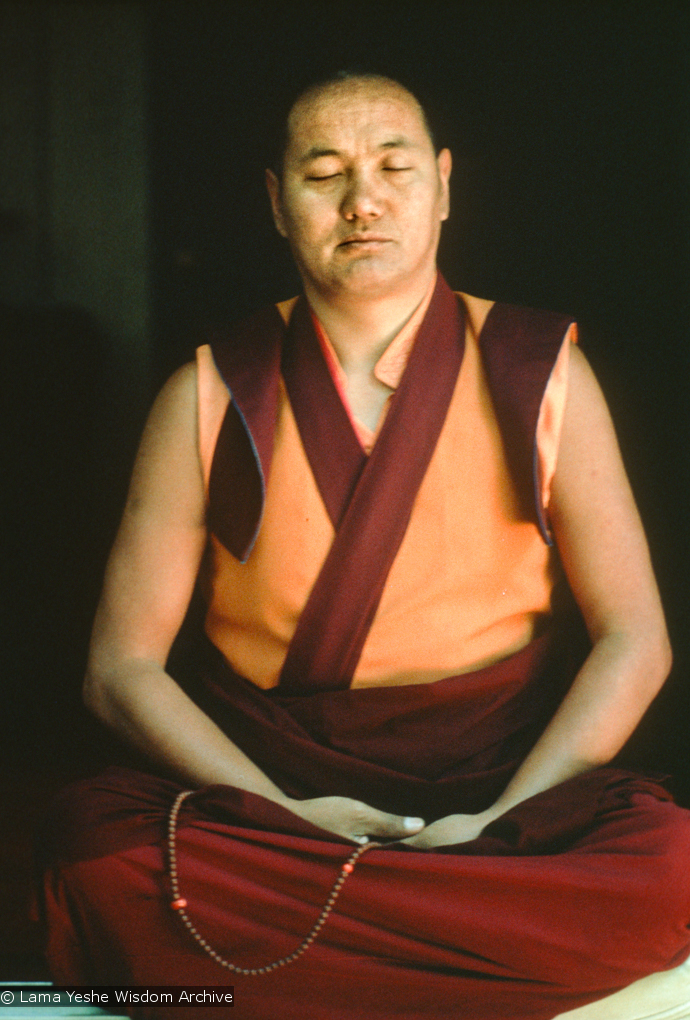 Lama meditating, Lake Arrowhead, 1975