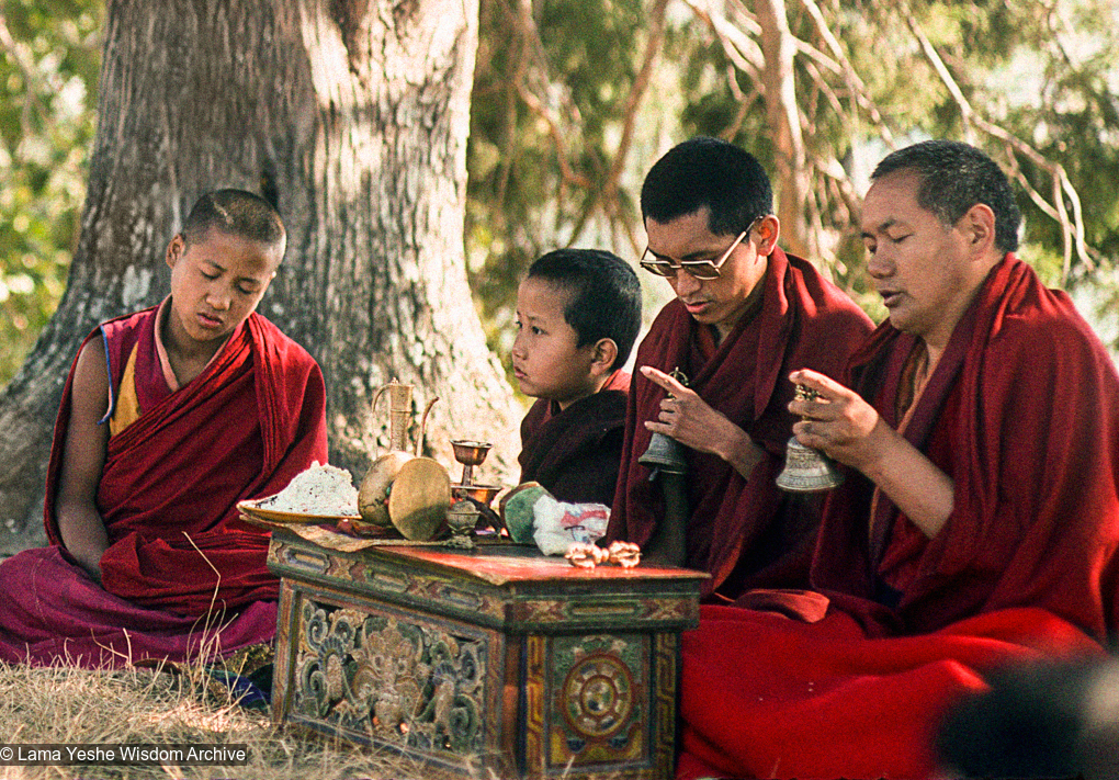 Lama and Rinpoche doing puja, 1976