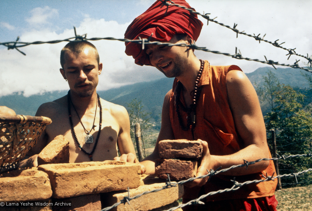 The first bricks to build Kopan Monastery, 1971