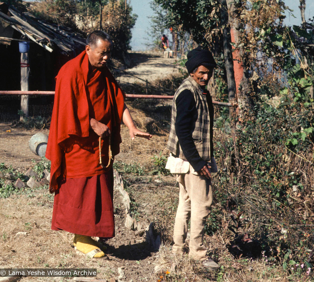 Lama with Chowkidhar, Kopan, 1978