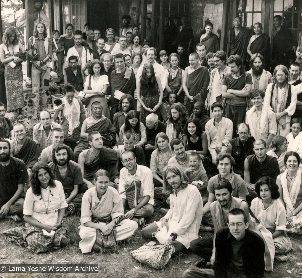 Group photo with Geshe Rabten, Tushita, 1975