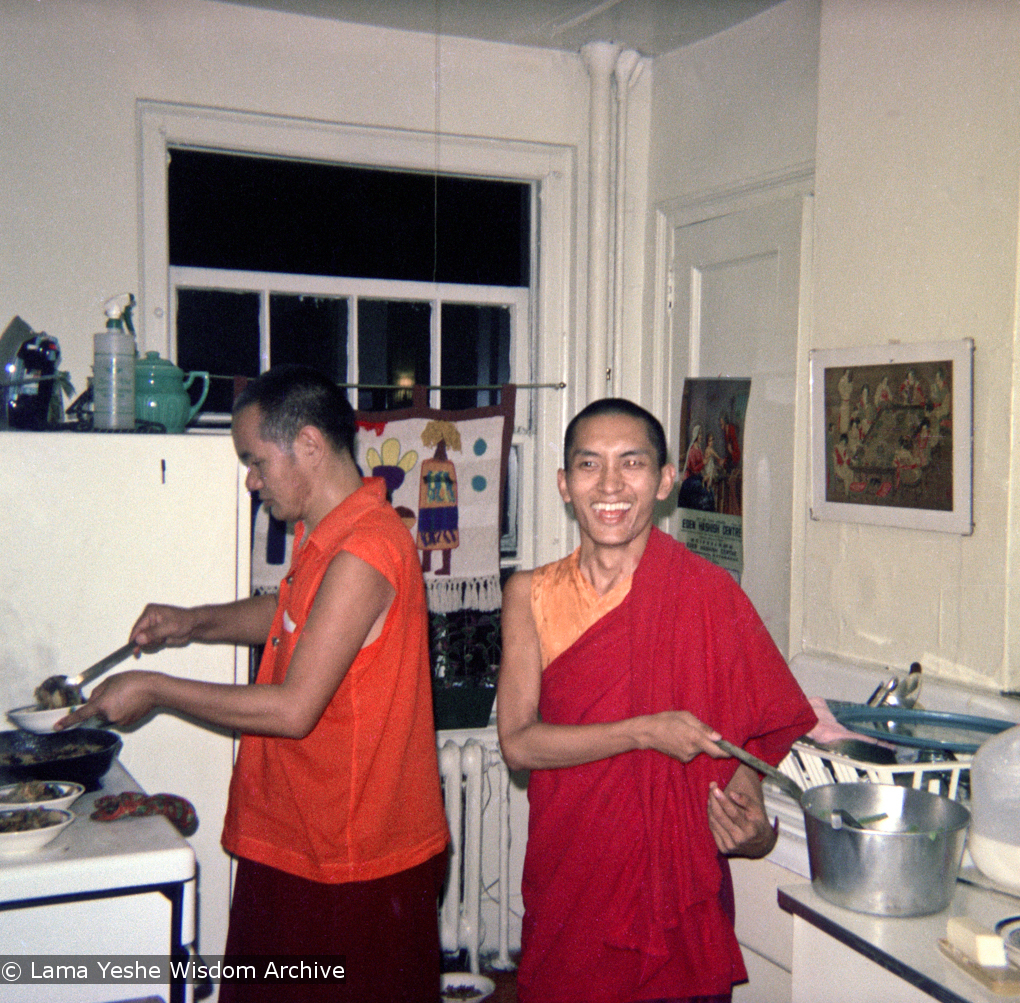 The lamas cooking, New York, 1974