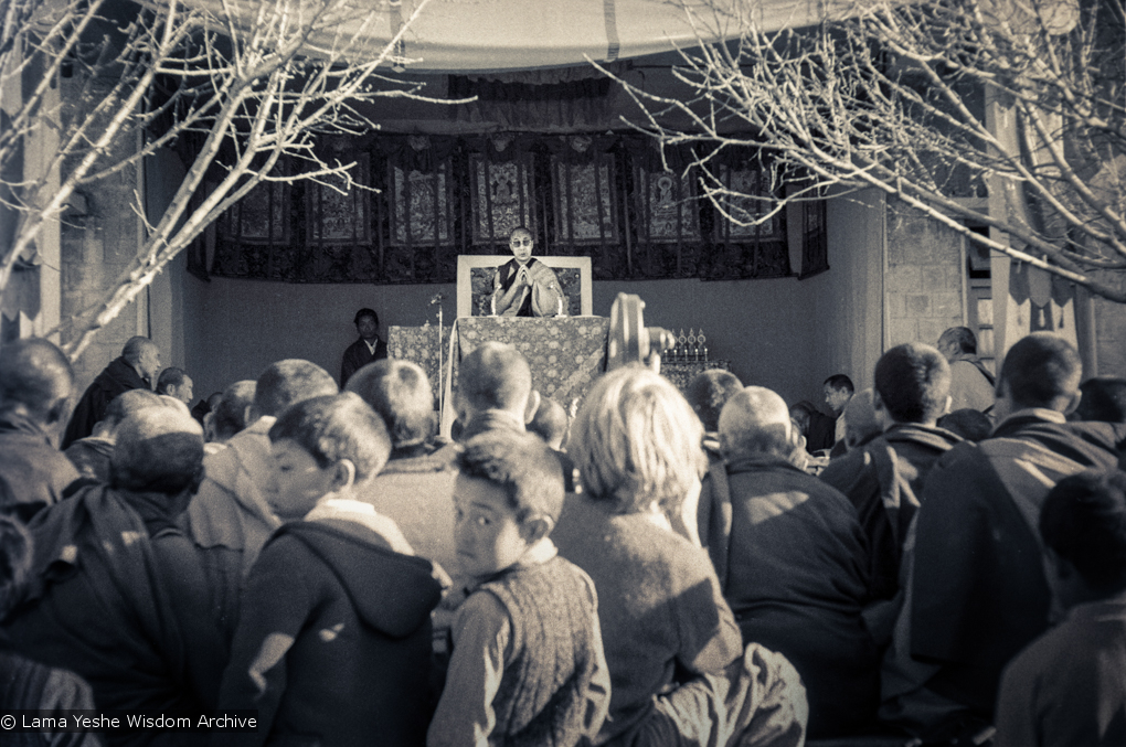 H.H. Dalai Lama at the Tibetan Library, 1975