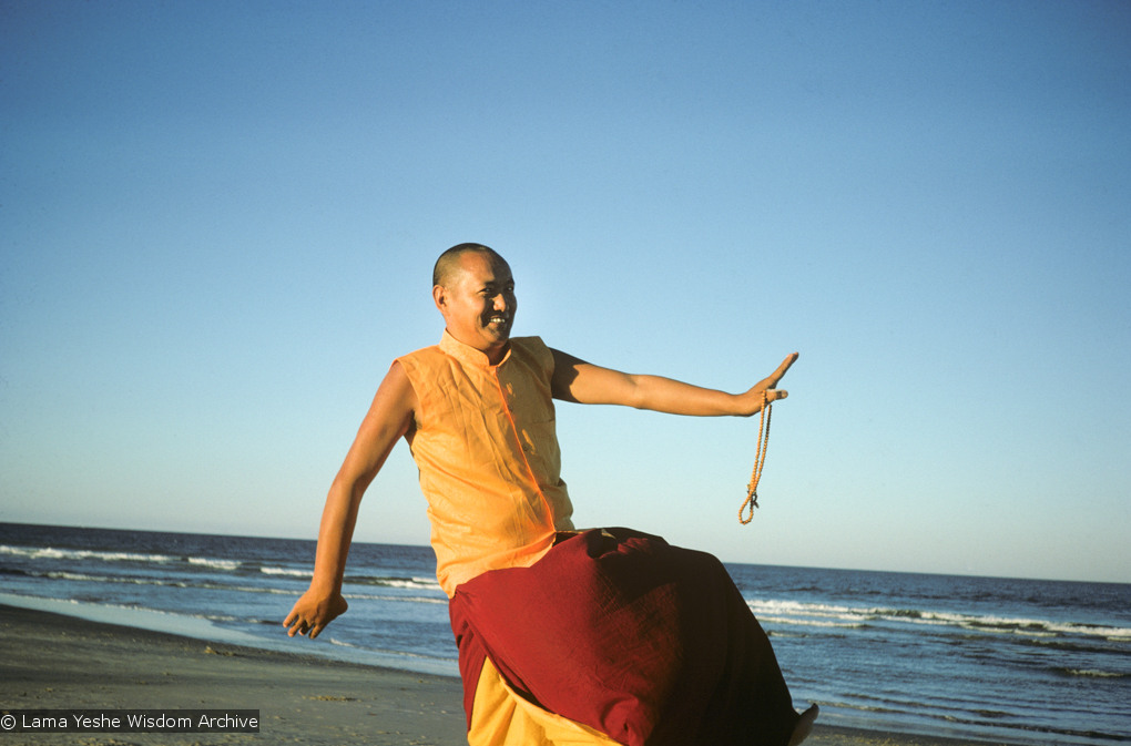 Lama Yeshe on the beach, 1975