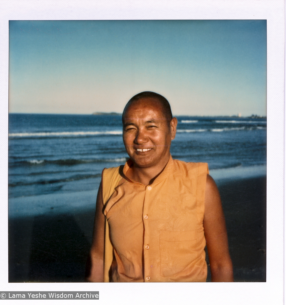 Lama Yeshe on the beach, 1975