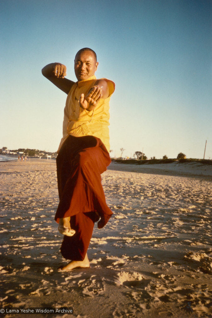 Lama Yeshe on the beach, 1975