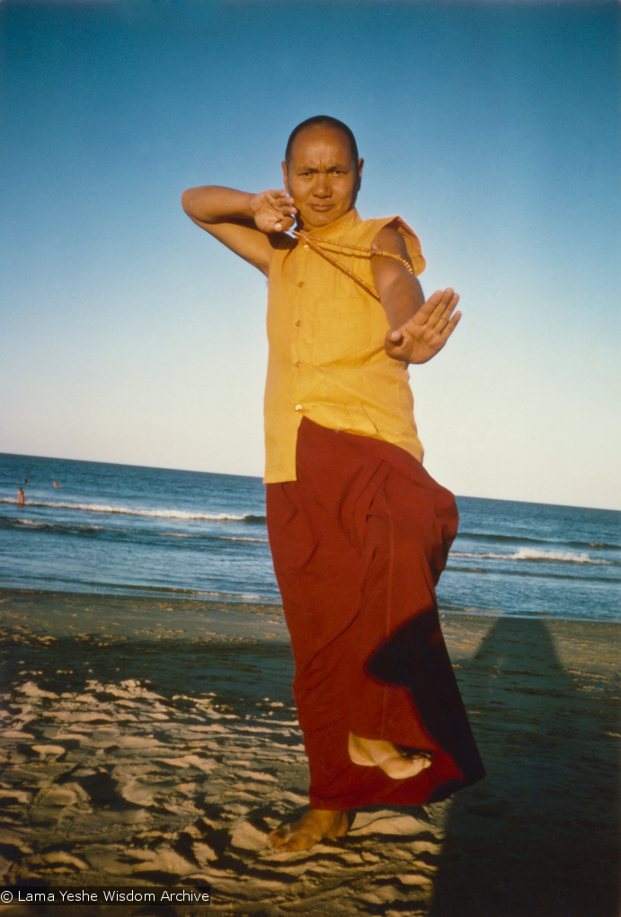 Lama Yeshe on the beach, 1975
