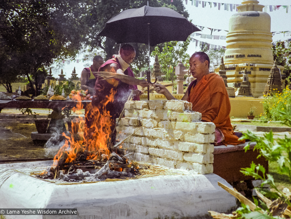 Lama doing fire offering