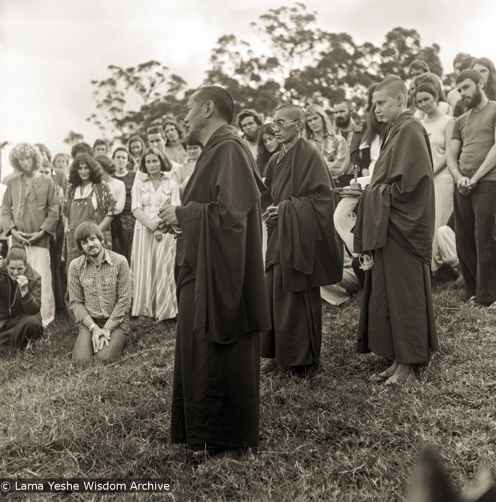 Blessing the prayer-flag pole, CIN, 1976