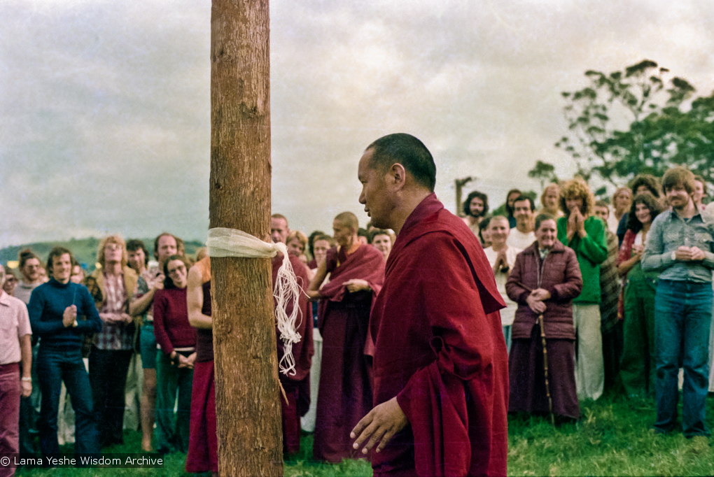 Blessing the prayer-flag pole, CIN, 1976