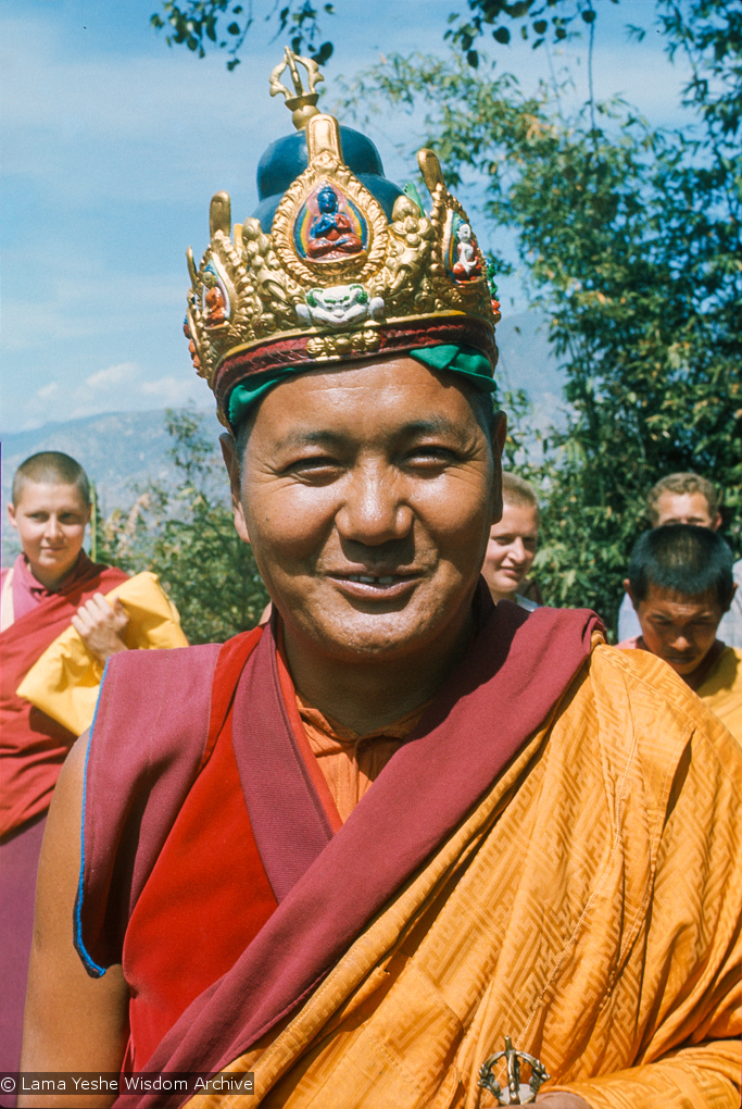 Lama wearing a ceremonial crown, 1976
