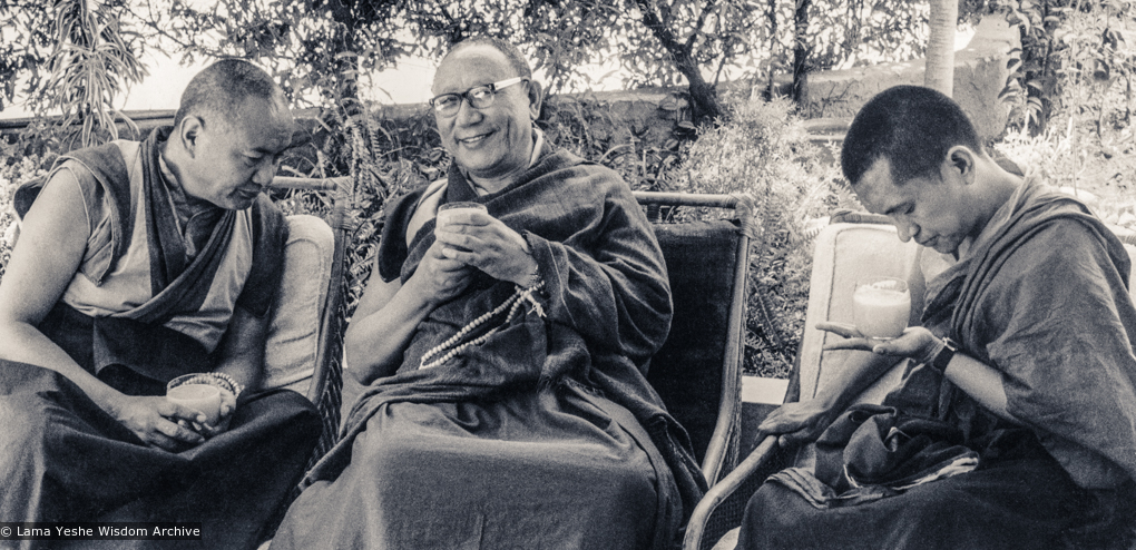 The lamas with Geshe Lobsang Thubten, Tushita-Delhi, 1983