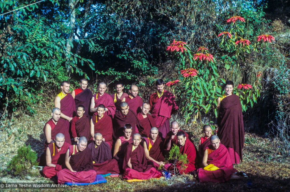 Ordination group with IMI Sangha, Kopan, January 1979