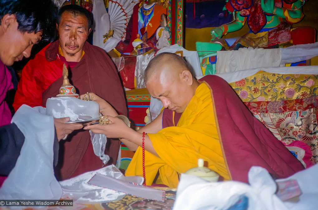 Rinpoche making Mandala offering, 1990