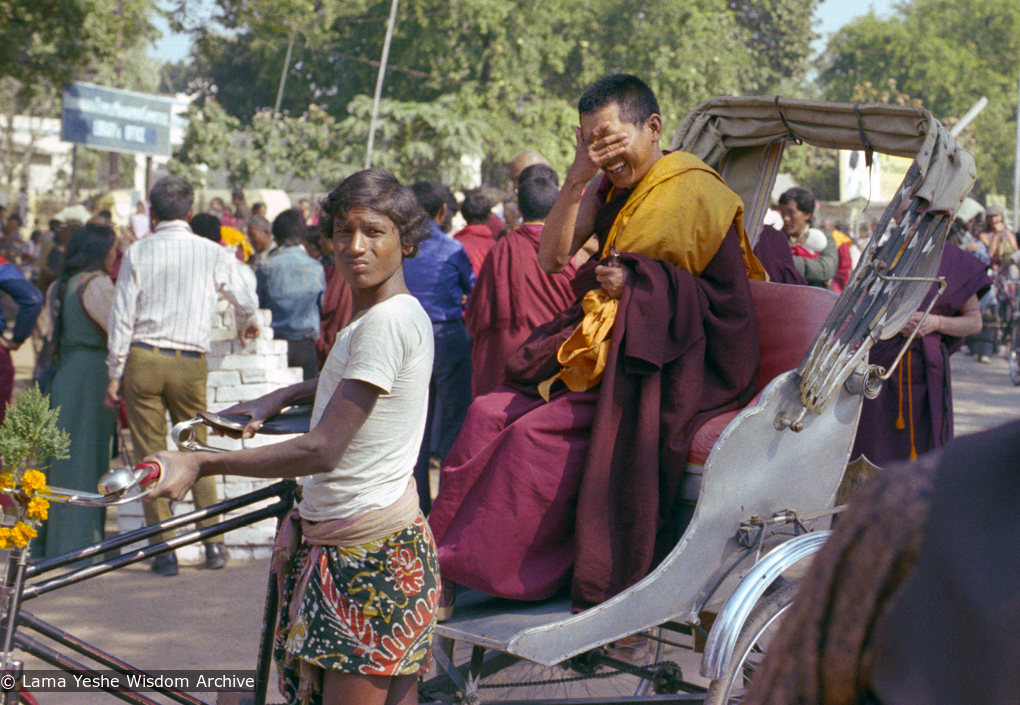 Rinpoche in rickshaw, 1982