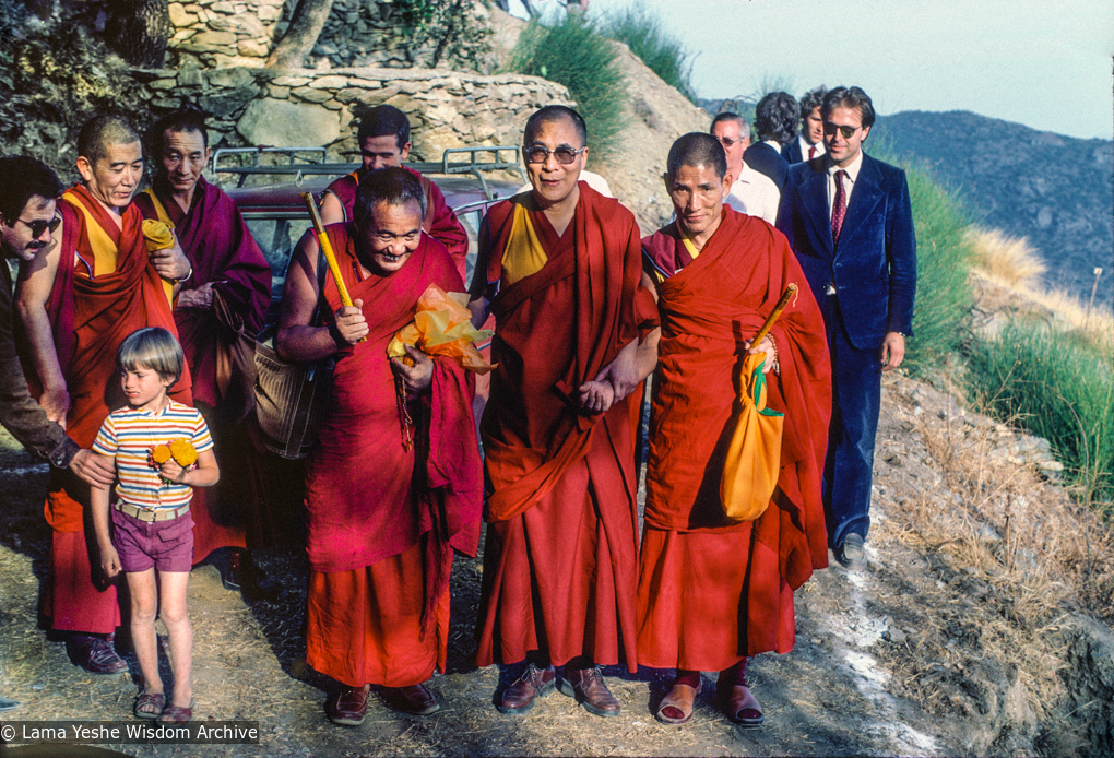 Lama Yeshe with His Holiness and entourage, 1982