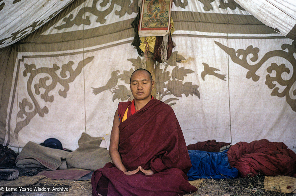 Lama in his tent, Bodhgaya, 1974