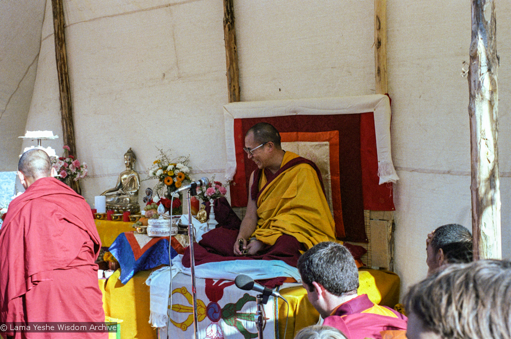 H.H. Dalai Lama at O Sel Ling, 1982