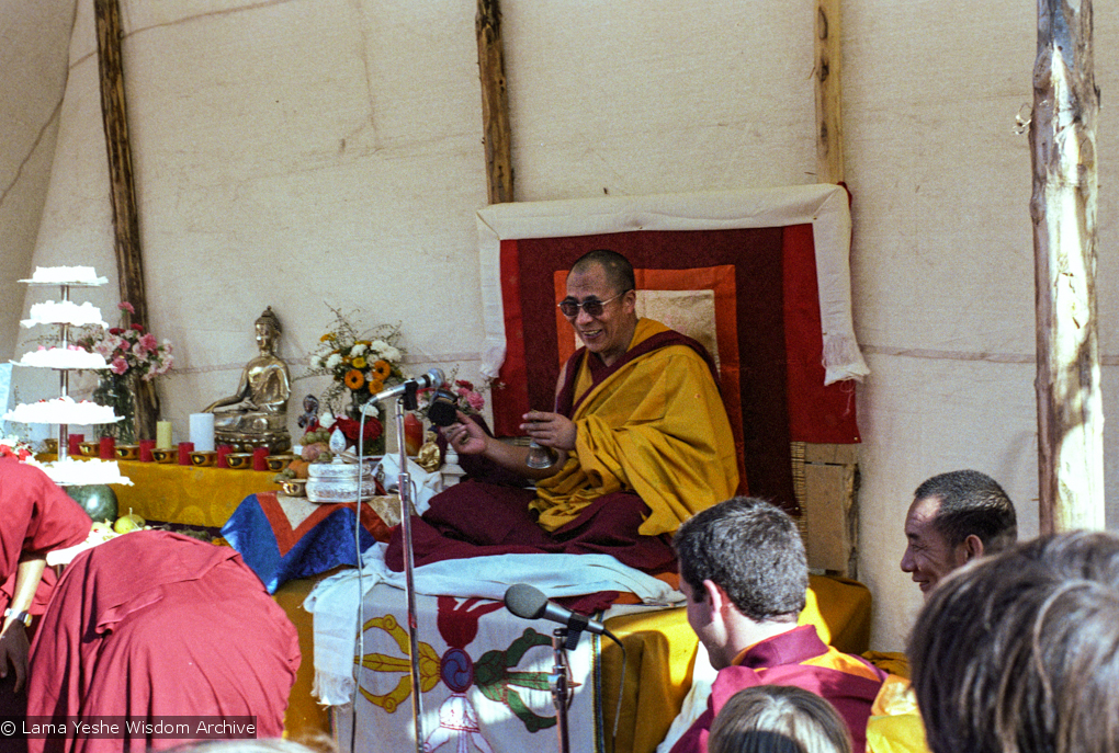 H.H. Dalai Lama at O Sel Ling, 1982