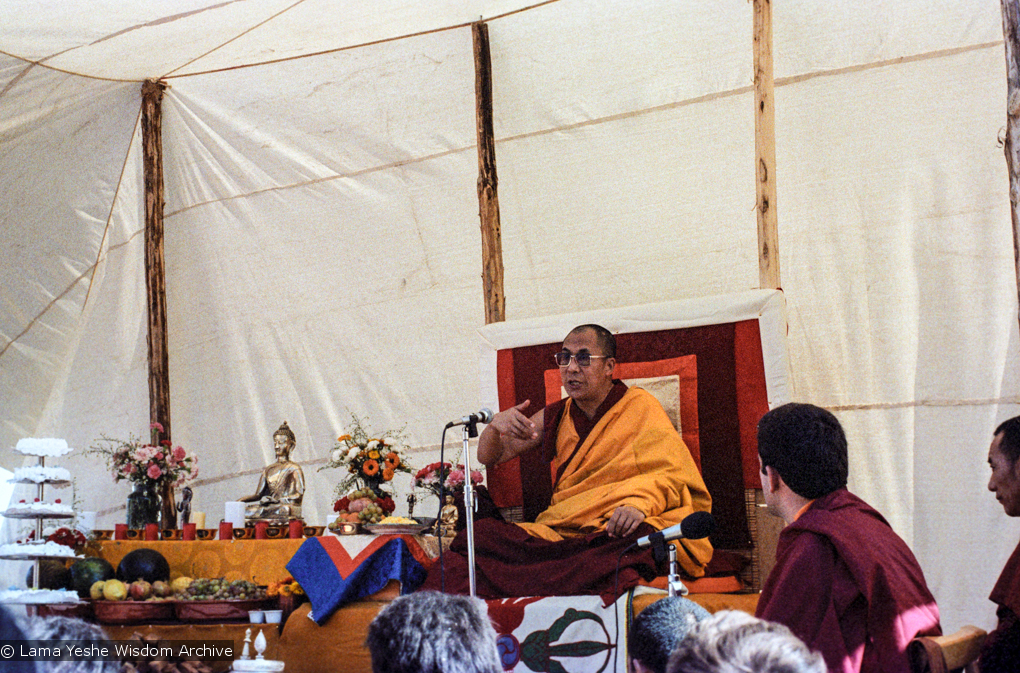 H.H. Dalai Lama at O Sel Ling, 1982