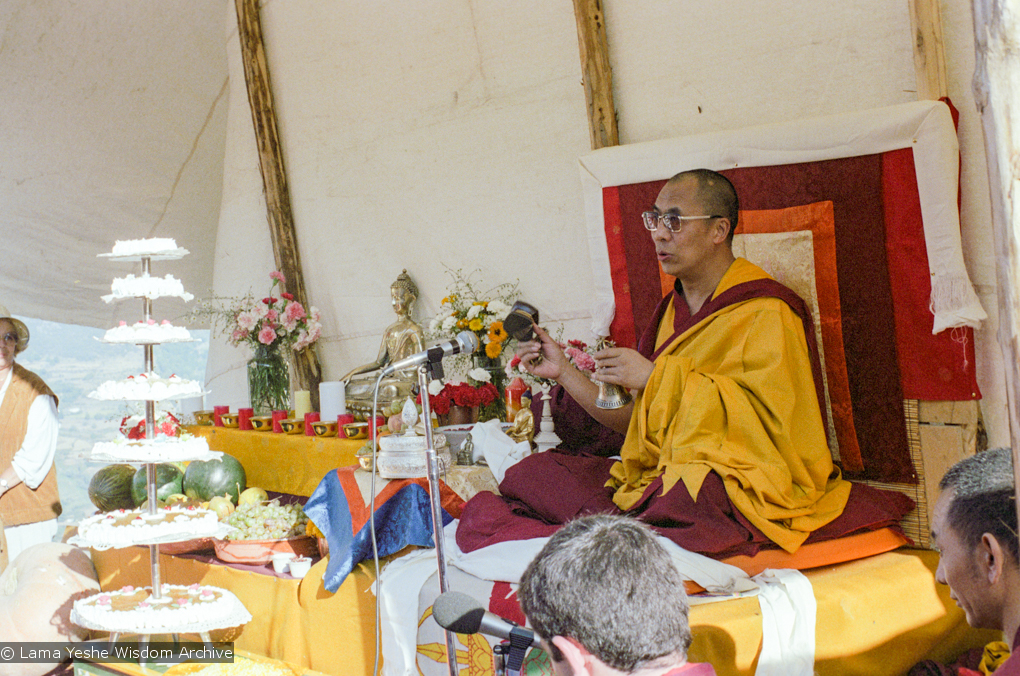 H.H. Dalai Lama at O Sel Ling, 1982