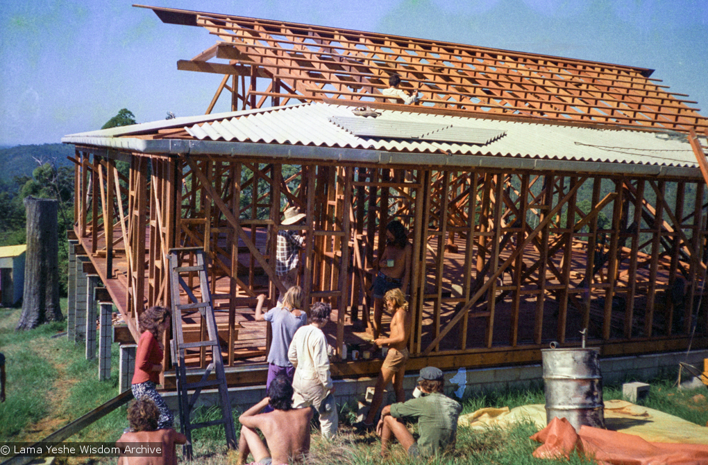 Building the Chenrezig gompa, 1975