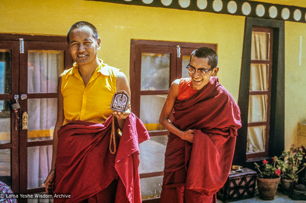 Lama and Rinpoche, Kopan rooftop, 1973