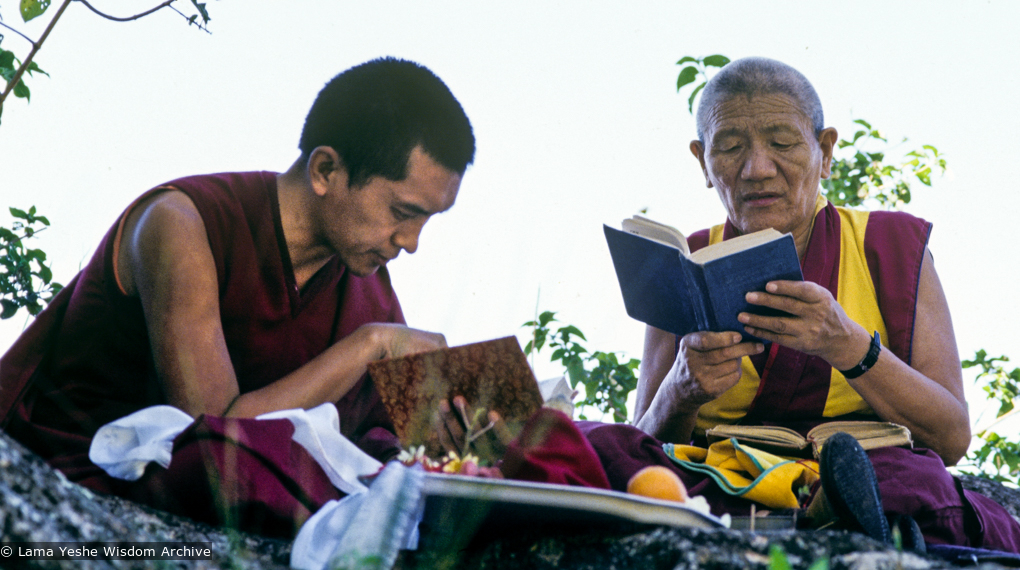 Rinpoche and Geshe Legden, Chenrezig, 1980