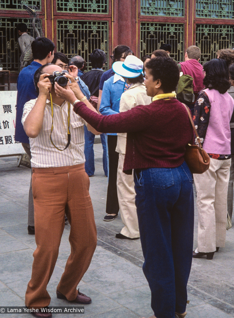 Lama with camera, China, 1982