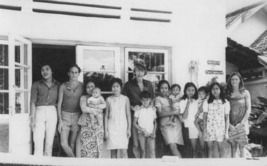 Nick, Lars and Marie with the Soeprapto family, Java, 1972