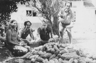 Marie, Nick, Lars and Poppo Soeprapto at the plantation near Surabaya, Java, 1972