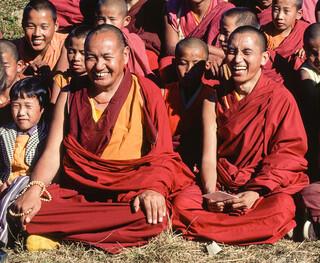 Lama Yeshe and Lama Zopa Rinpoche at the 11th Kopan meditation course, Kopan Monastery, Nepal, 1978. Photo: Murray Wright.