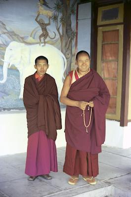 Lama Yeshe and Lama Zopa on the veranda at Tushita , 1973