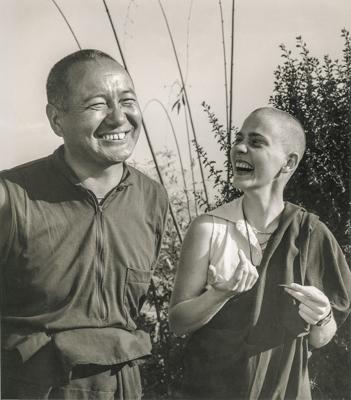Lama Yeshe with Ven. Connie Miller at Kopan Monastery, Nepal.