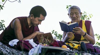 Rinpoche and Geshe Legden, Chenrezig, 1980