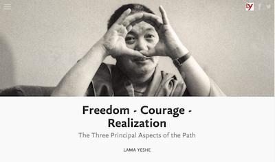 Title image for the multimedia presentation “Freedom, Courage, Realization” featuring Lama Yeshe.