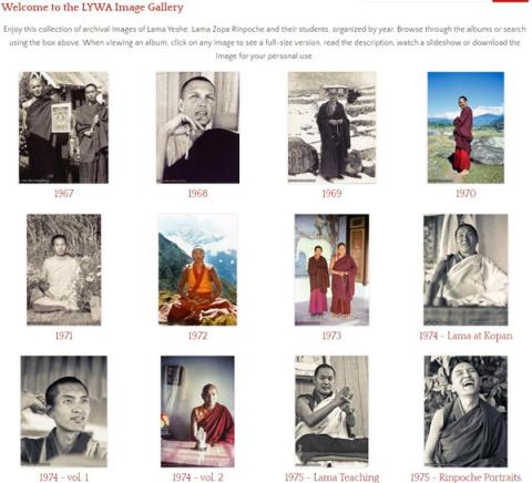 Screenshot of Lama Yeshe Wisdom Archive Image Gallery, 2024.
